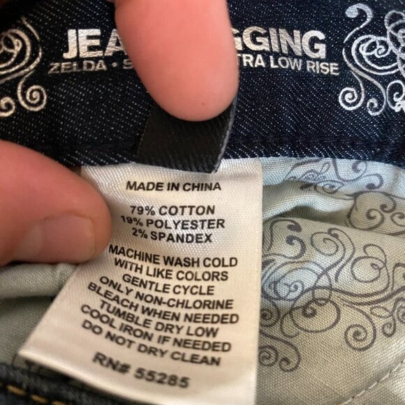 EXPRESS ZELDA Jean Legging Womens 12r Blue Whisker Slim Fit Ultra Low Rise - Picture 11 of 14